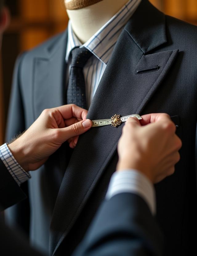 Sastre profesional trabajando en un entalle de chaqueta
